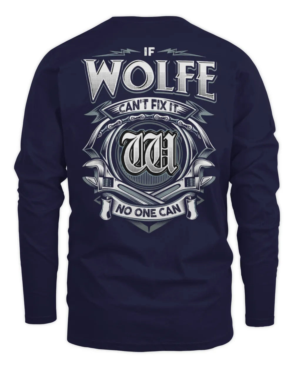 WOLFE AP81-K4-626 - Personalized Ahmed Quote Apparel “If Ahmed Can't Fix It, No One Can” - Men's Long Sleeved T-Shirt - Navy