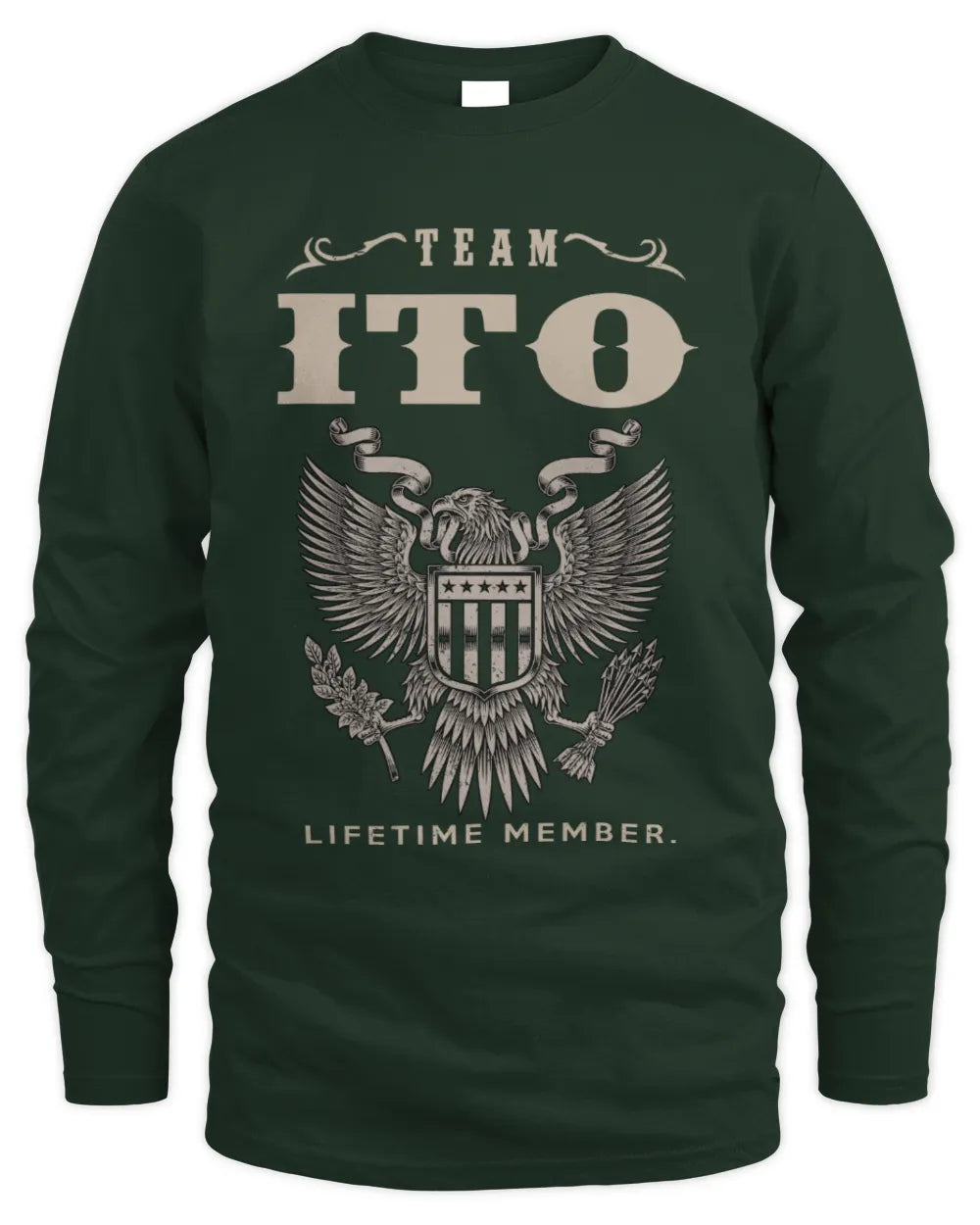 ITO TP06-K82 – Personalized Classic Style Apparel “Team NAME Lifetime Member” - Men's Long Sleeved T-Shirt - Forest Green