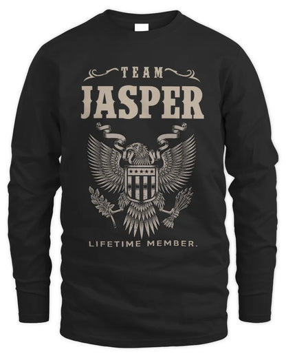 JASPER TP06-K82 – Personalized Classic Style Apparel “Team NAME Lifetime Member” - Men's Long Sleeved T-Shirt - Black