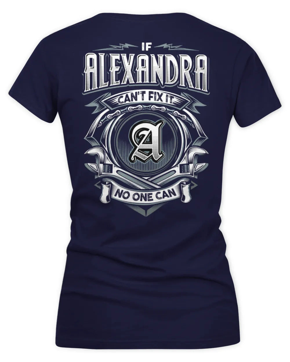 ALEXANDRA AP81-K4-626 - Personalized Ahmed Quote Apparel “If Ahmed Can't Fix It, No One Can” - Women's V-Neck T-Shirt - Navy