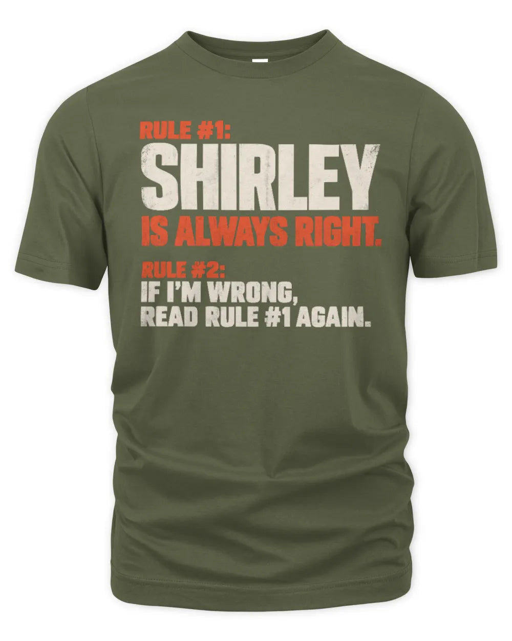 SHIRLEY NP1-H006 - Always Right Personalized Name T-Shirt – Funny Custom Name Shirt - Unisex Standard T-Shirt - Military Green