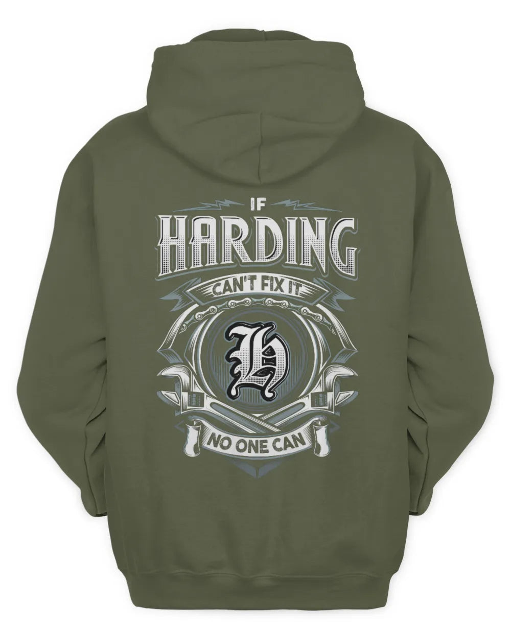 HARDING AP81-K4-626 - Personalized Ahmed Quote Apparel “If Ahmed Can't Fix It, No One Can” - Unisex Hoodie - Military Green
