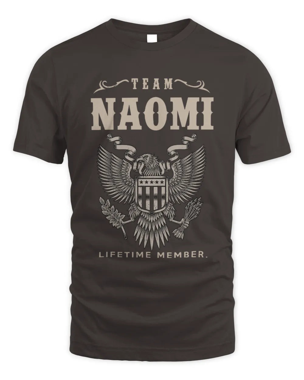 NAOMI TP06-K82 – Personalized Classic Style Apparel “Team NAME Lifetime Member” - Unisex Standard T-Shirt - Dark Chocolate