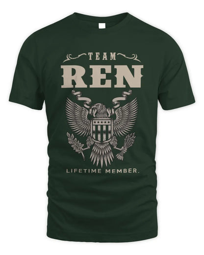 REN TP06-K82 – Personalized Classic Style Apparel “Team NAME Lifetime Member” - Unisex Standard T-Shirt - Forest Green