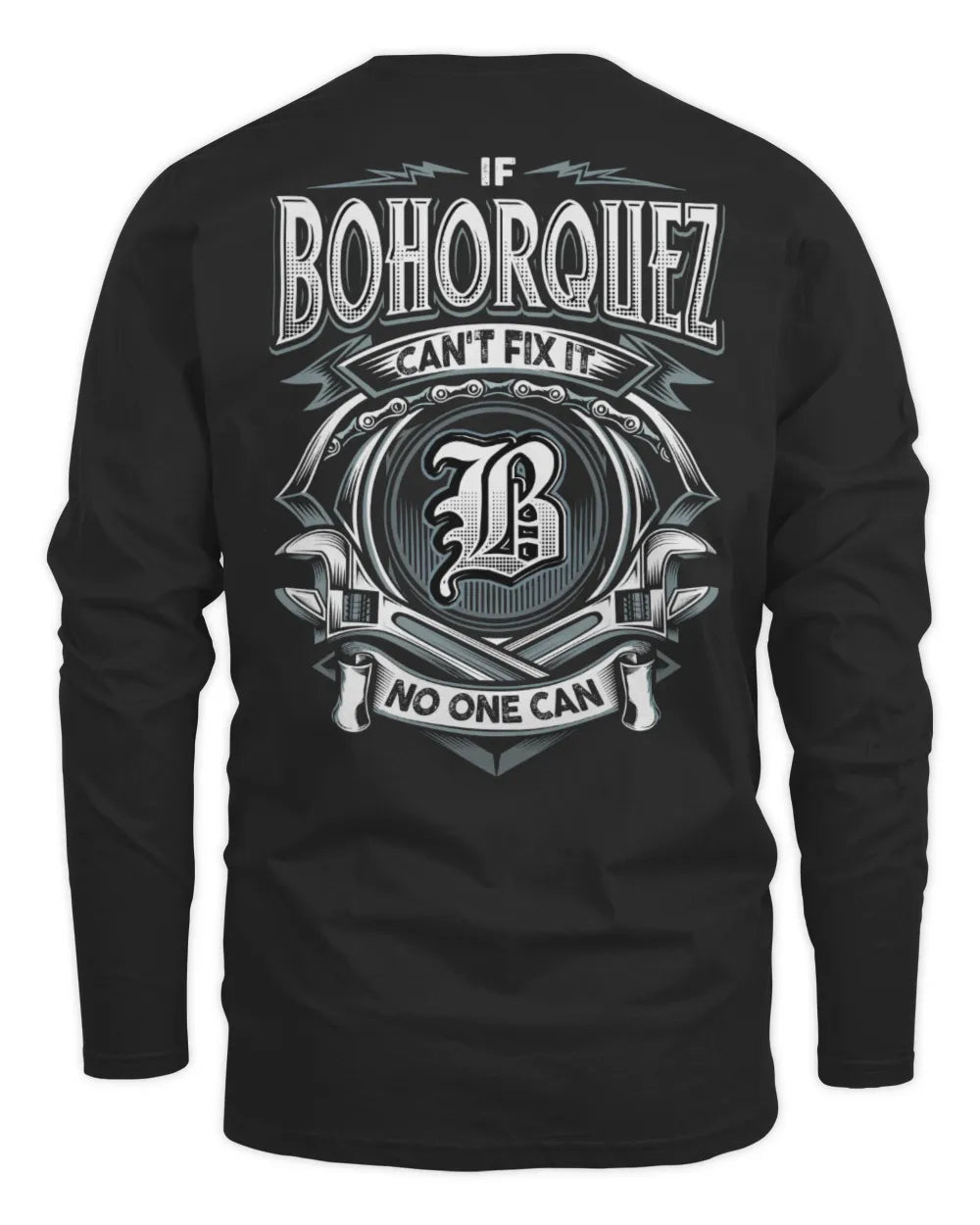 BOHORQUEZ AP81-K4-626 - Personalized Ahmed Quote Apparel “If Ahmed Can't Fix It, No One Can” - Men's Long Sleeved T-Shirt - Black