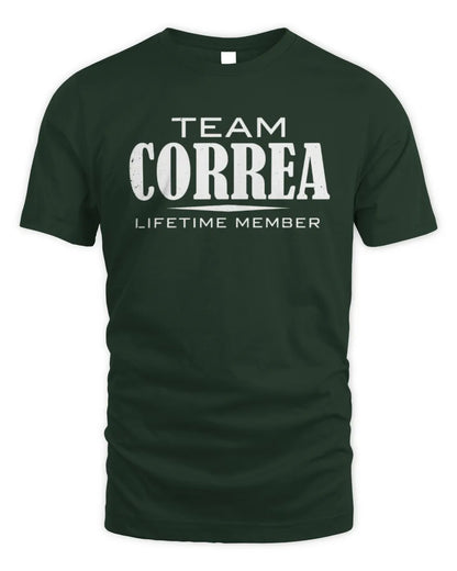 CORREA BL62-K4-128 - Personalized “Team NAME Lifetime Member” - Unisex Standard T-Shirt - Forest Green