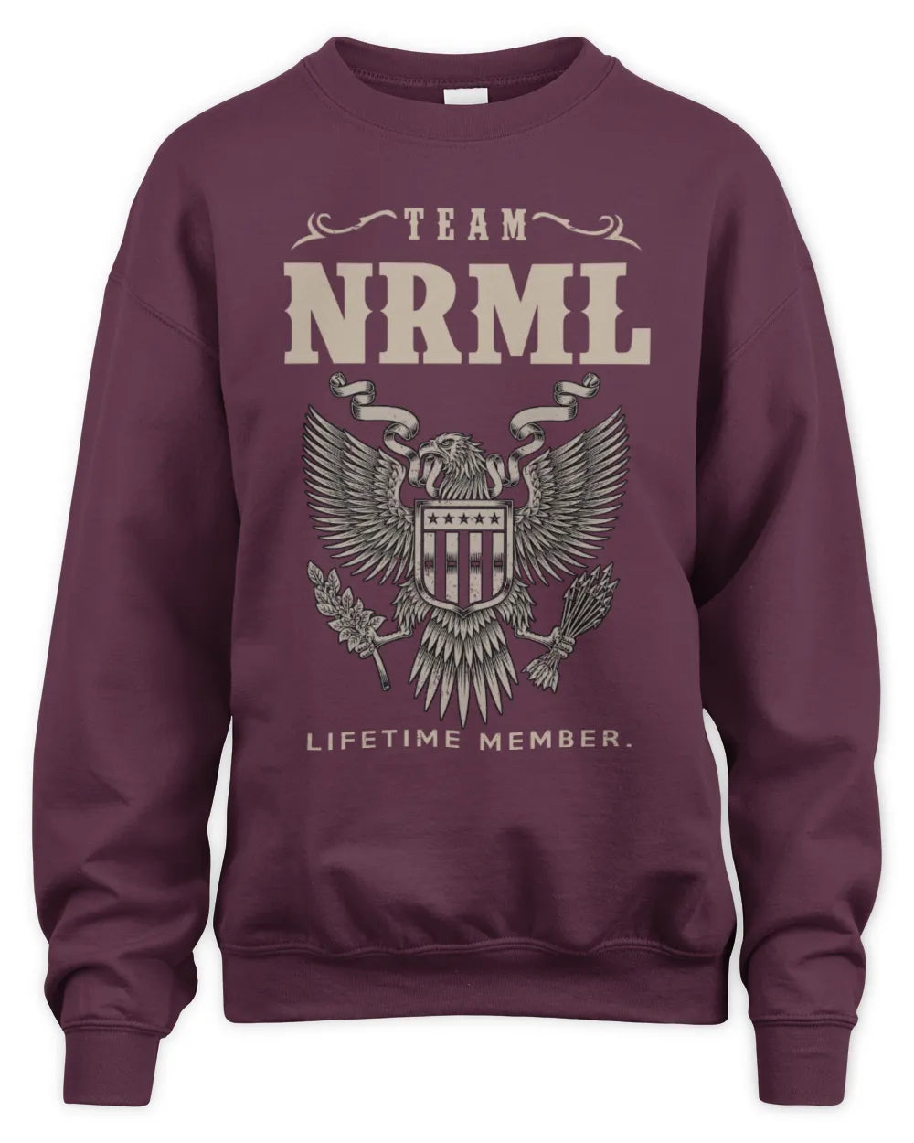 NRML TP06-K82 – Personalized Classic Style Apparel “Team NAME Lifetime Member” - Unisex Sweatshirt - Maroon