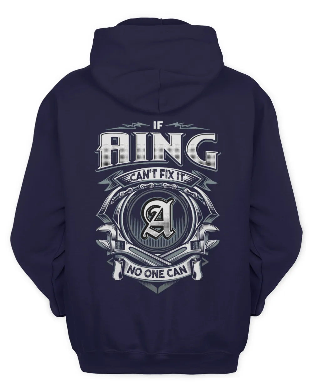 AING AP81-K4-626 - Personalized Ahmed Quote Apparel “If Ahmed Can't Fix It, No One Can” - Unisex Hoodie - Navy