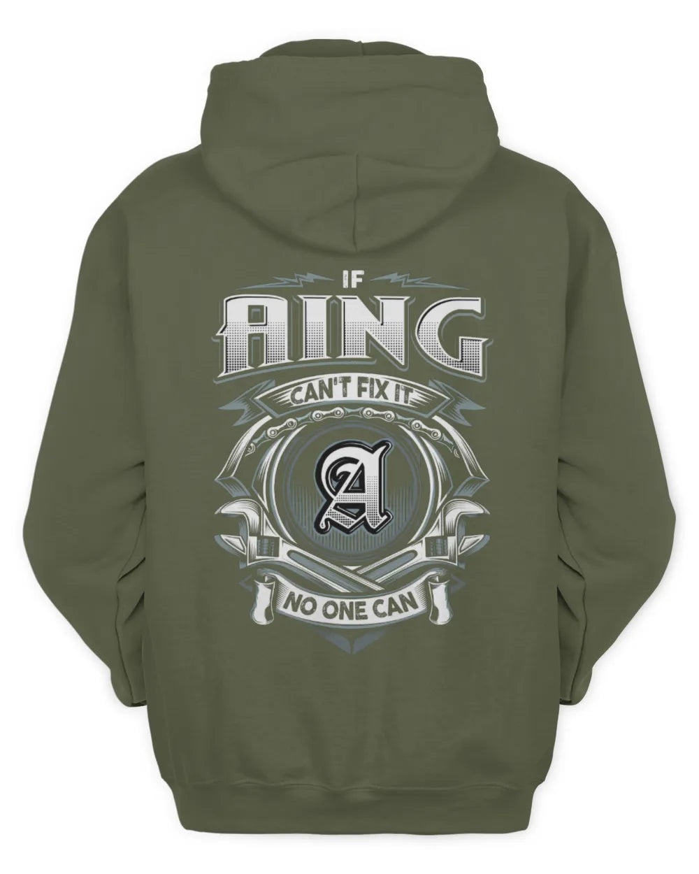 AING AP81-K4-626 - Personalized Ahmed Quote Apparel “If Ahmed Can't Fix It, No One Can” - Unisex Hoodie - Military Green