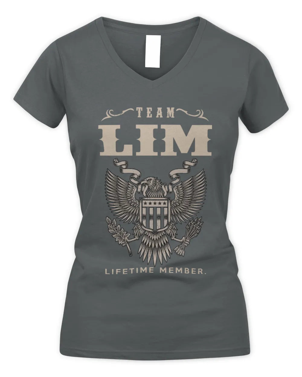 LIM TP06-K82 – Personalized Classic Style Apparel “Team NAME Lifetime Member” - Women's V-Neck T-Shirt - Charcoal