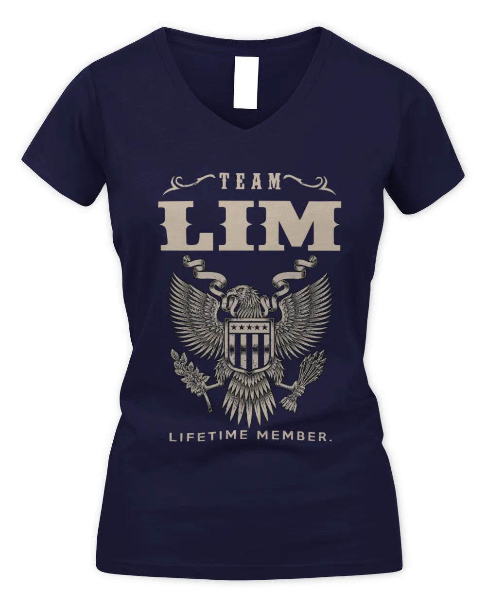 LIM TP06-K82 – Personalized Classic Style Apparel “Team NAME Lifetime Member” - Women's V-Neck T-Shirt - Navy