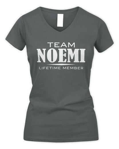 NOEMI BL62-K4-128 - Personalized “Team NAME Lifetime Member” - Women's V-Neck T-Shirt - Charcoal