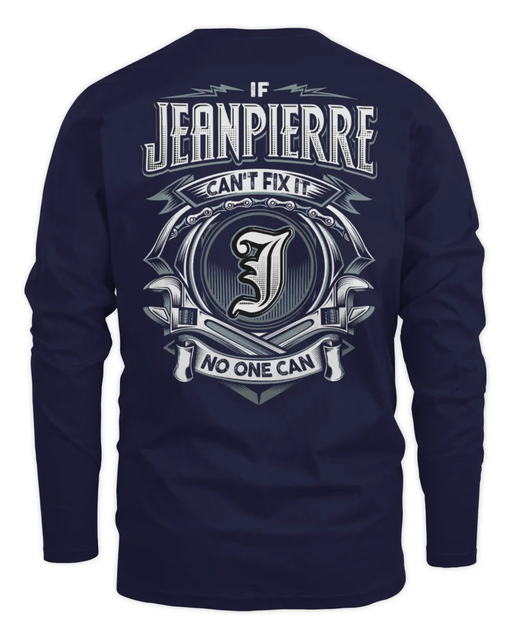 JEANPIERRE AP81-K4-626 - Personalized Ahmed Quote Apparel “If Ahmed Can't Fix It, No One Can” - Men's Long Sleeved T-Shirt - Navy