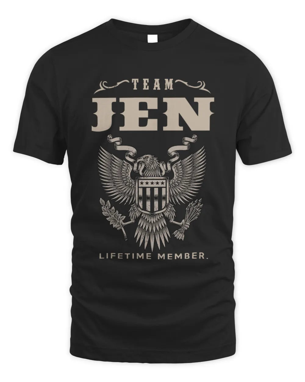 JEN TP06-K82 – Personalized Classic Style Apparel “Team NAME Lifetime Member” - Unisex Standard T-Shirt - Black