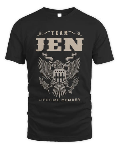 JEN TP06-K82 – Personalized Classic Style Apparel “Team NAME Lifetime Member” - Unisex Standard T-Shirt - Black
