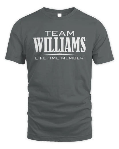 WILLIAMS BL62-K4-128 - Personalized “Team NAME Lifetime Member” - Unisex Standard T-Shirt - Charcoal