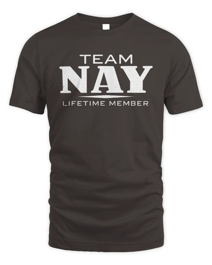 NAY BL62-K4-128 - Personalized “Team NAME Lifetime Member” - Unisex Standard T-Shirt - Dark Chocolate