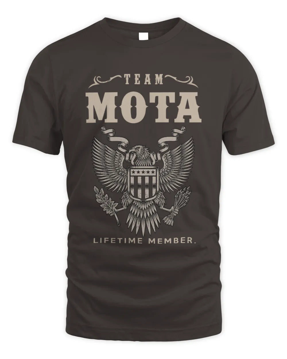 MOTA TP06-K82 – Personalized Classic Style Apparel “Team NAME Lifetime Member” - Unisex Standard T-Shirt - Dark Chocolate