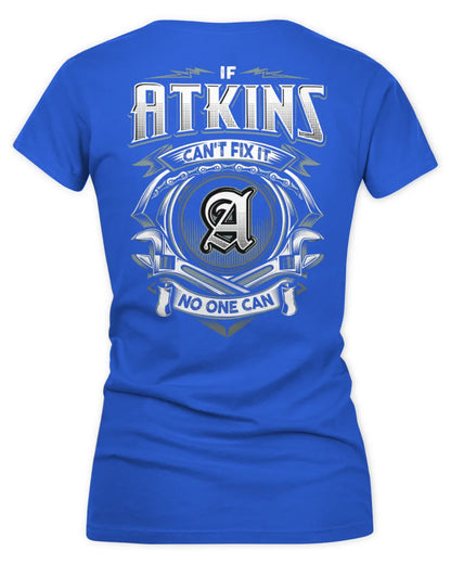 ATKINS AP81-K4-626 - Personalized Ahmed Quote Apparel “If Ahmed Can't Fix It, No One Can” - Women's V-Neck T-Shirt - Royal