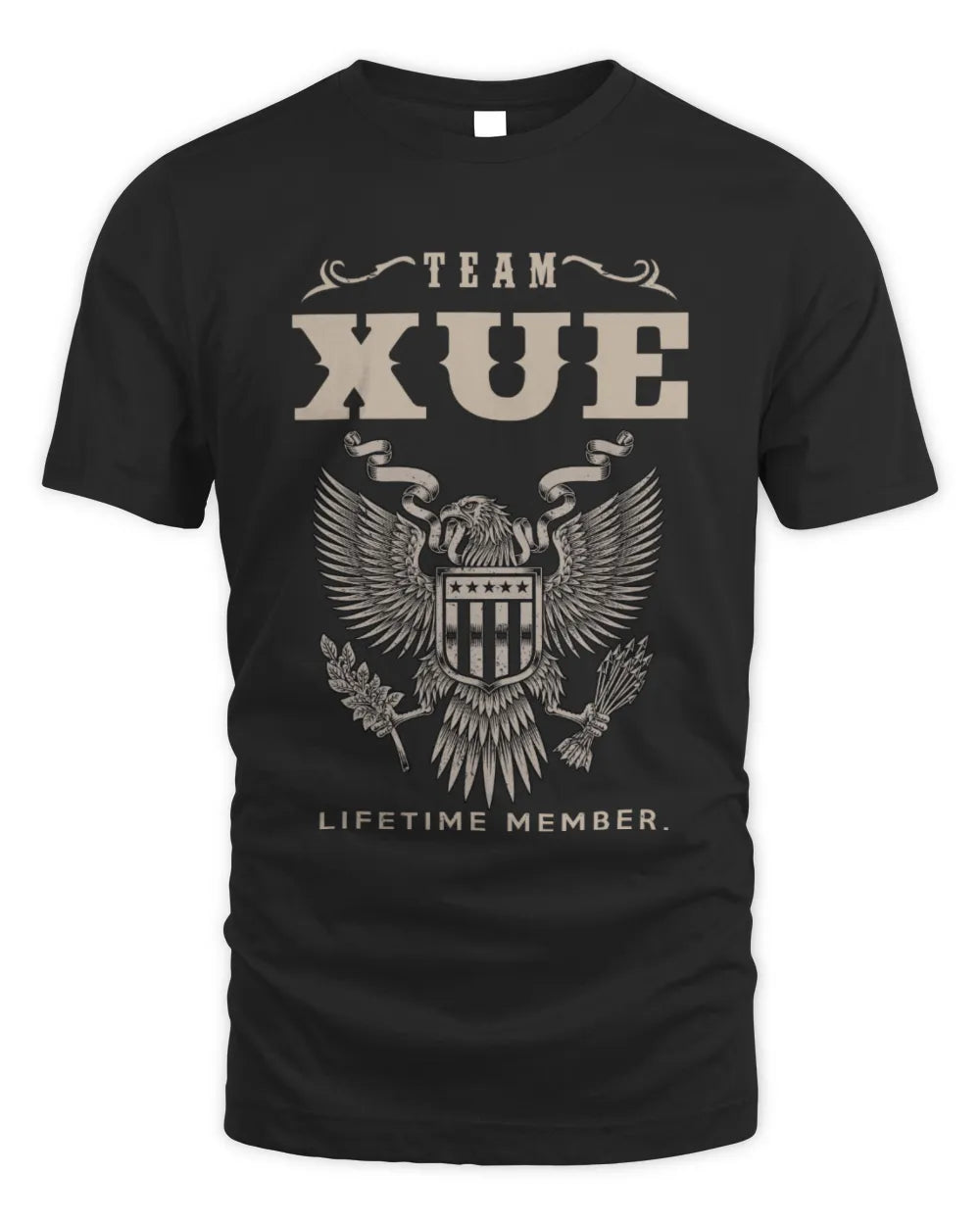 XUE TP06-K82 – Personalized Classic Style Apparel “Team NAME Lifetime Member” - Unisex Standard T-Shirt - Black