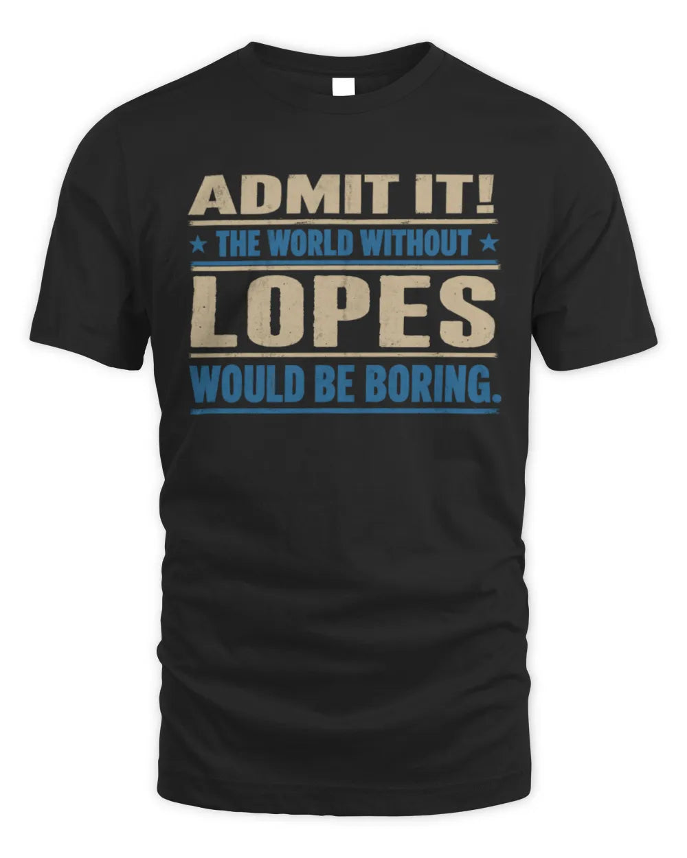 LOPES TP68-K2-968 – Personalized Funny Quote Apparel “The World Without NAME Would Be Boring” - Unisex Standard T-Shirt - Black