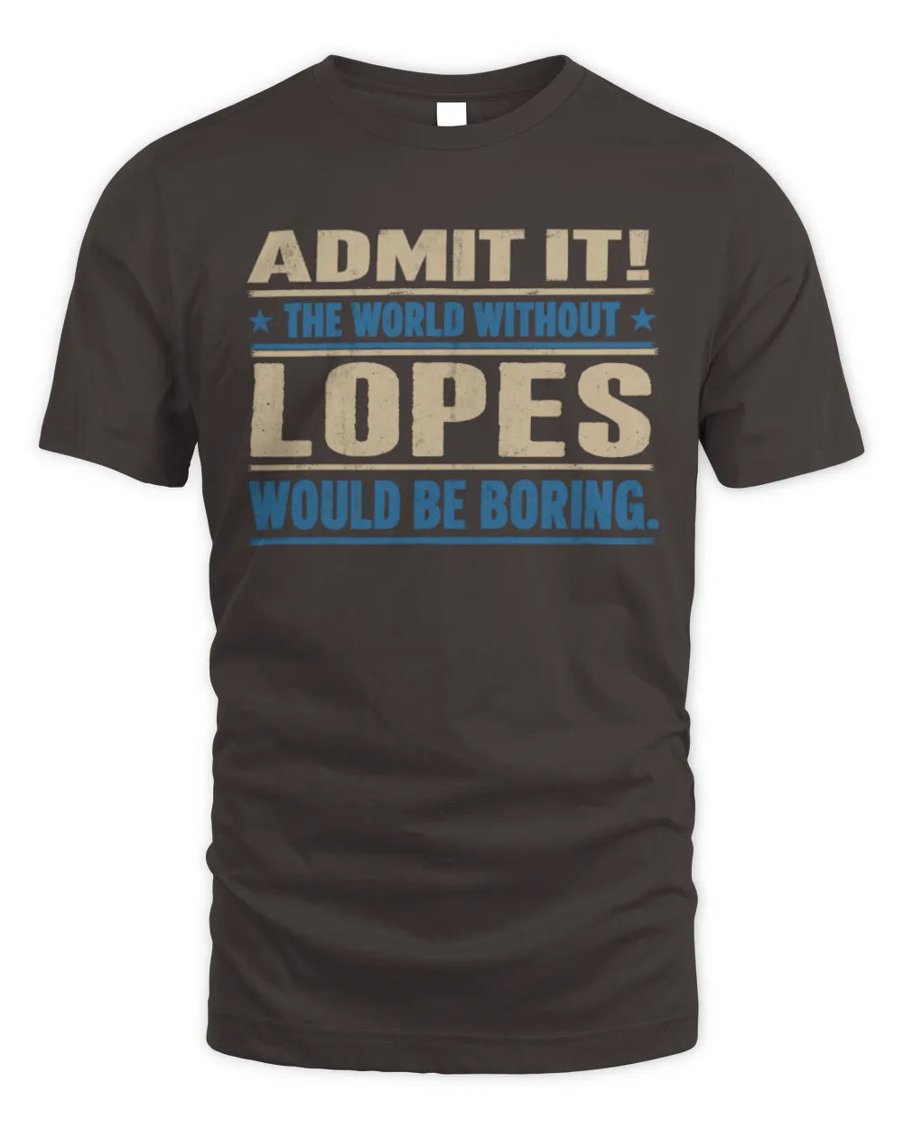 LOPES TP68-K2-968 – Personalized Funny Quote Apparel “The World Without NAME Would Be Boring” - Unisex Standard T-Shirt - Dark Chocolate
