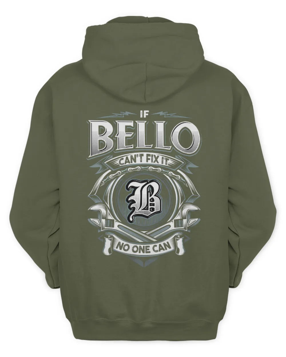 BELLO AP81-K4-626 - Personalized Ahmed Quote Apparel “If Ahmed Can't Fix It, No One Can” - Unisex Hoodie - Military Green