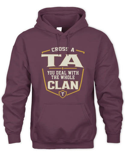 TA NT1-K008 Cross A/An NAME, You Deal With the Whole Clan | Personalized Vintage T-Shirt - Unisex Hoodie - Maroon
