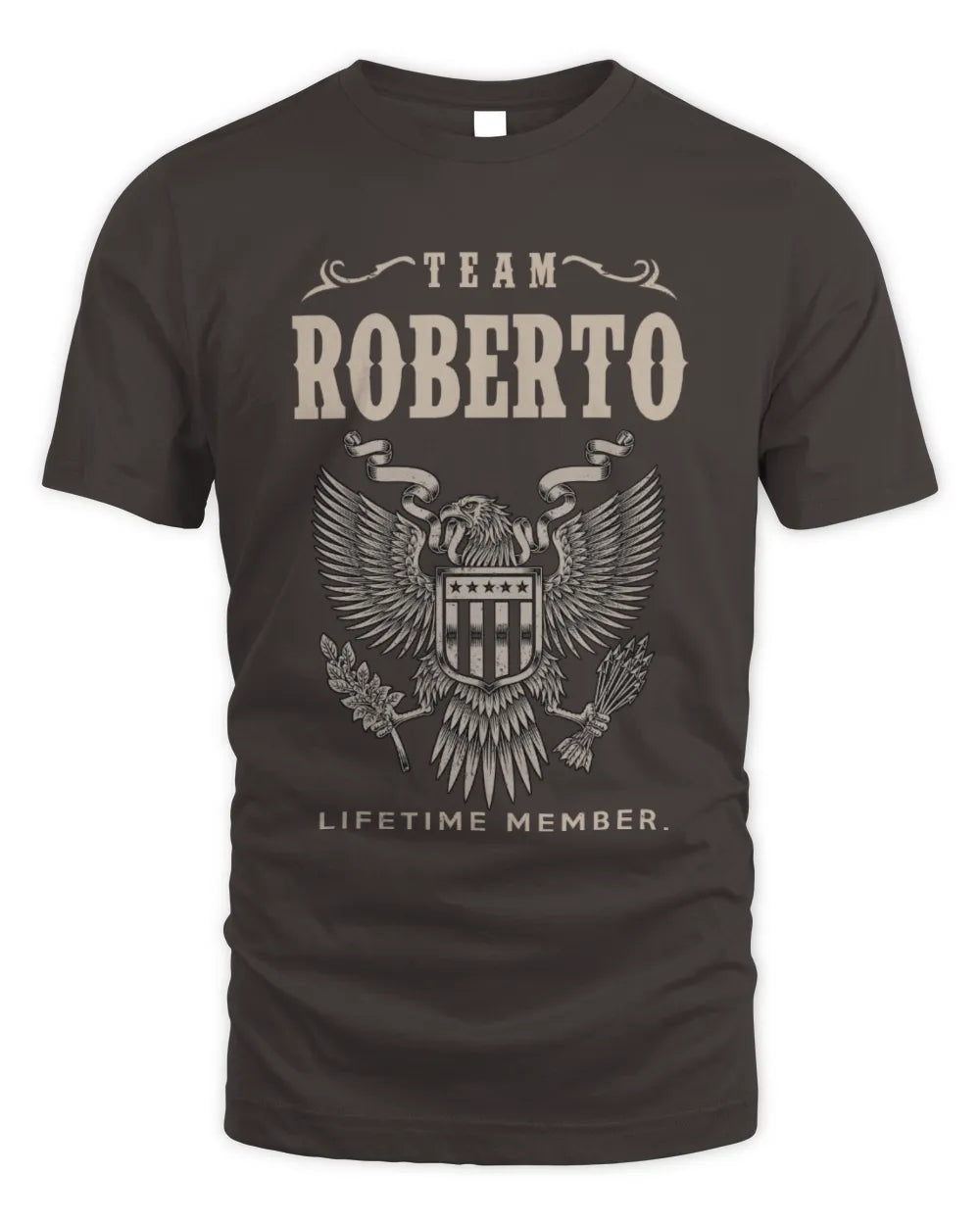 ROBERTO TP06-K82 – Personalized Classic Style Apparel “Team NAME Lifetime Member” - Unisex Standard T-Shirt - Dark Chocolate