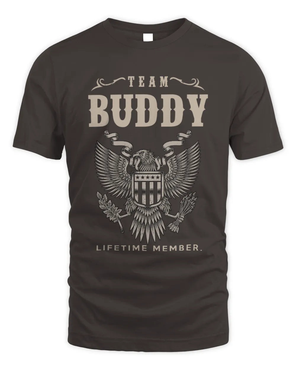 BUDDY TP06-K82 – Personalized Classic Style Apparel “Team NAME Lifetime Member” - Unisex Standard T-Shirt - Dark Chocolate