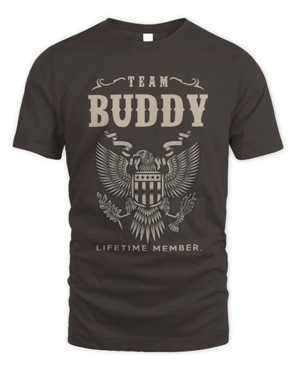 BUDDY TP06-K82 – Personalized Classic Style Apparel “Team NAME Lifetime Member” - Unisex Standard T-Shirt - Dark Chocolate