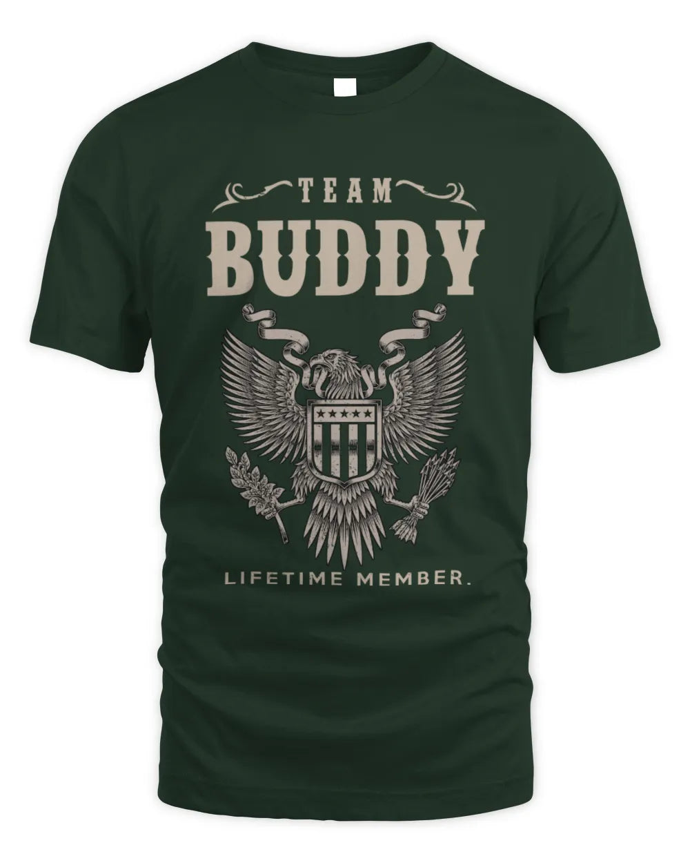 BUDDY TP06-K82 – Personalized Classic Style Apparel “Team NAME Lifetime Member” - Unisex Standard T-Shirt - Forest Green