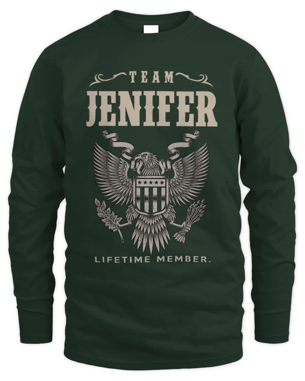 JENIFER TP06-K82 – Personalized Classic Style Apparel “Team NAME Lifetime Member” - Men's Long Sleeved T-Shirt - Forest Green