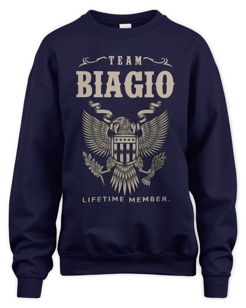 BIAGIO TP06-K82 – Personalized Classic Style Apparel “Team NAME Lifetime Member” - Unisex Sweatshirt - Navy
