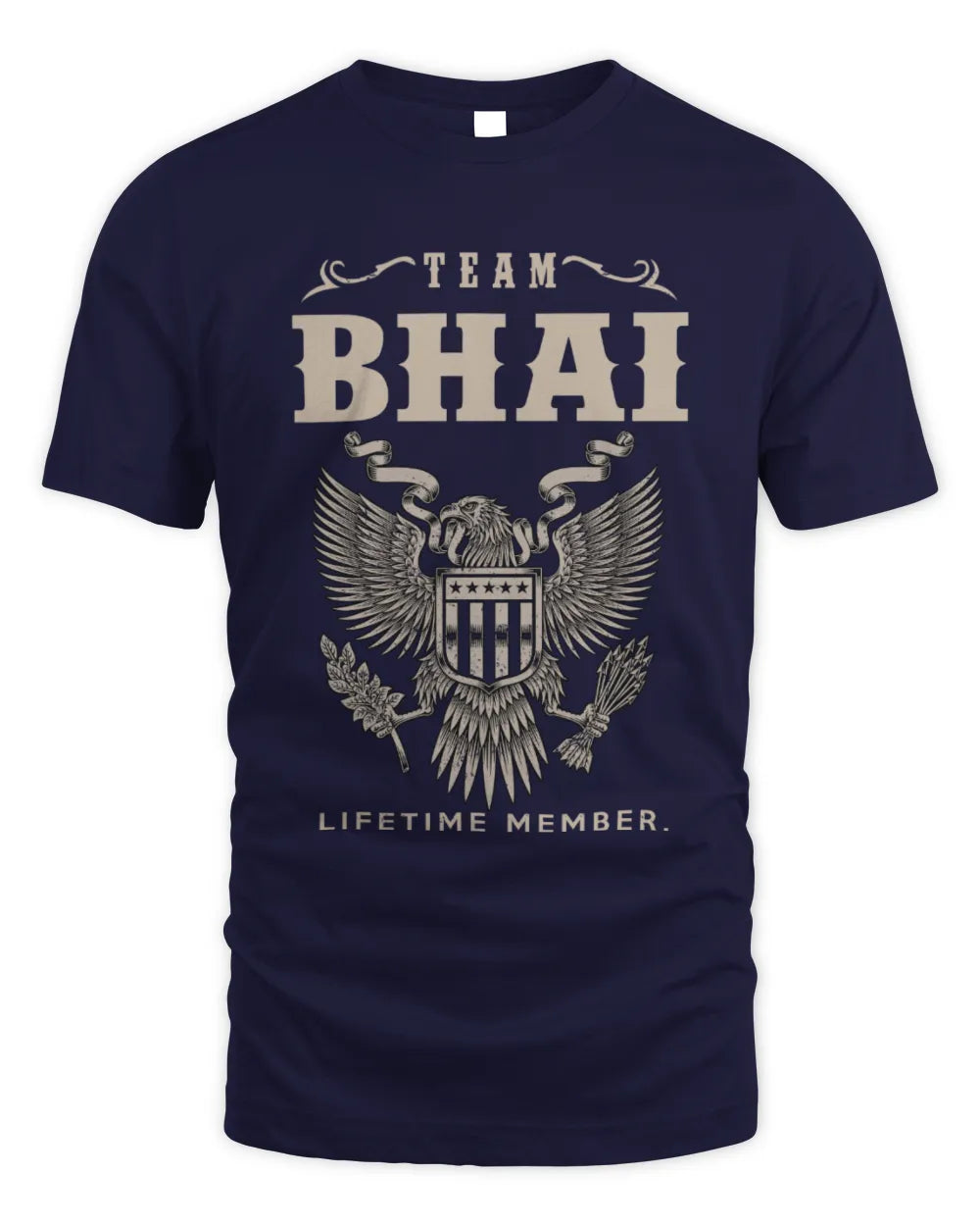BHAI TP06-K82 – Personalized Classic Style Apparel “Team NAME Lifetime Member” - Unisex Standard T-Shirt - Navy