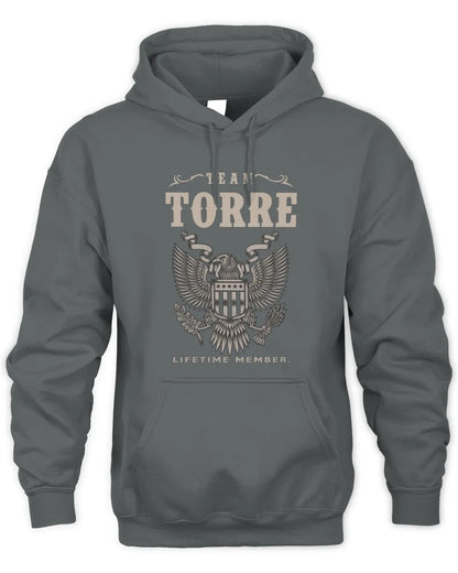 TORRE TP06-K82 – Personalized Classic Style Apparel “Team NAME Lifetime Member” - Unisex Hoodie - Charcoal