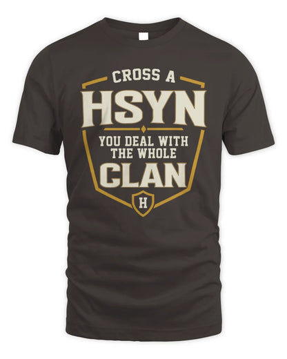HSYN NT1-K008 Cross A/An NAME, You Deal With the Whole Clan | Personalized Vintage T-Shirt - Unisex Standard T-Shirt - Dark Chocolate