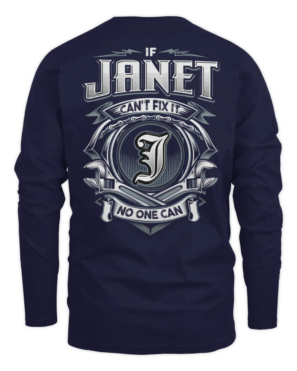 JANET AP81-K4-626 - Personalized Ahmed Quote Apparel “If Ahmed Can't Fix It, No One Can” - Men's Long Sleeved T-Shirt - Navy