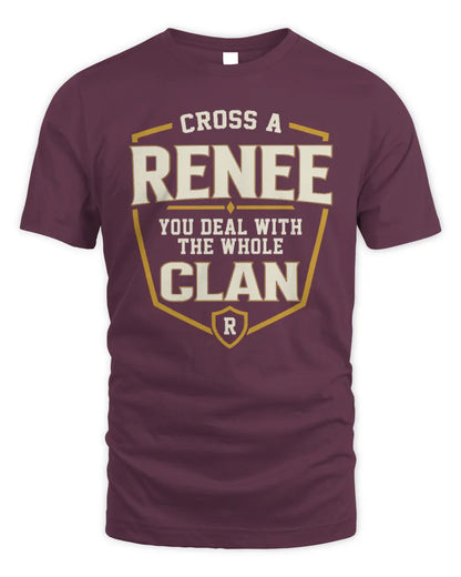 RENEE NT1-K008 Cross A/An NAME, You Deal With the Whole Clan | Personalized Vintage T-Shirt - Unisex Standard T-Shirt - Maroon