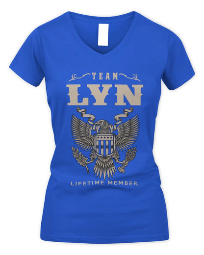 LYN TP06-K82 – Personalized Classic Style Apparel “Team NAME Lifetime Member” - Women's V-Neck T-Shirt - Royal