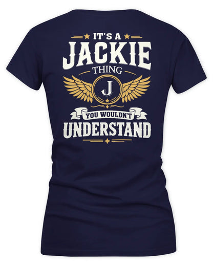 JACKIE KT06-M008 It’s a [NAME] Thing – You Wouldn’t Understand | Personalized Vintage T-Shirt - Women's V-Neck T-Shirt - Navy