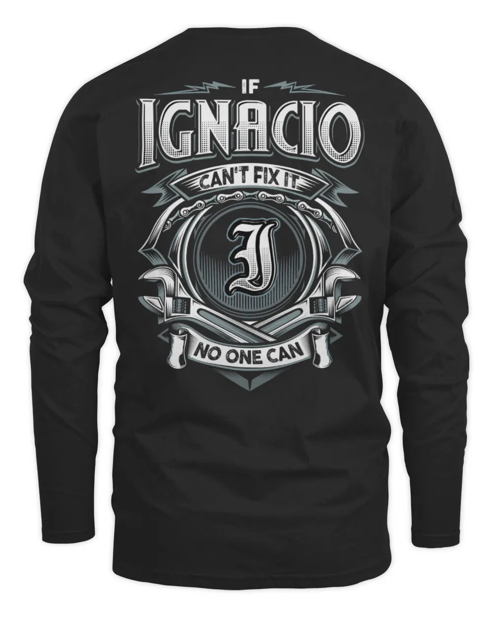 IGNACIO AP81-K4-626 - Personalized Ahmed Quote Apparel “If Ahmed Can't Fix It, No One Can” - Men's Long Sleeved T-Shirt - Black