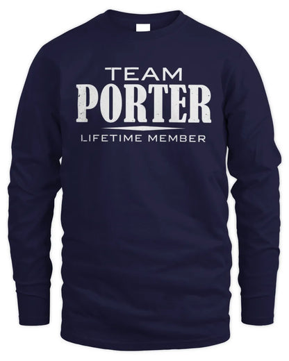 PORTER BL62-K4-128 - Personalized “Team NAME Lifetime Member” - Men's Long Sleeved T-Shirt - Navy