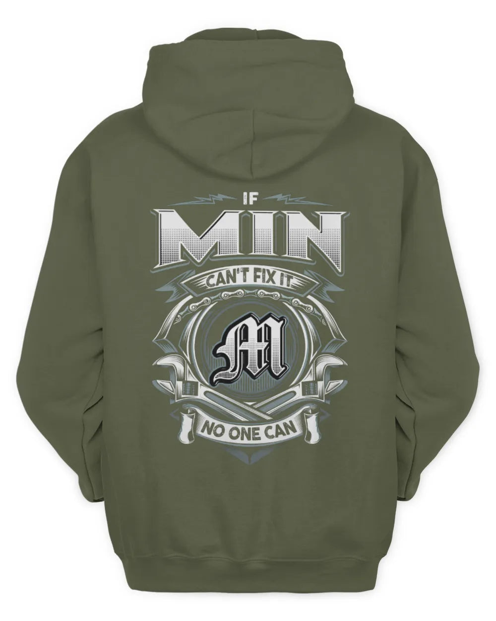 MIN AP81-K4-626 - Personalized Ahmed Quote Apparel “If Ahmed Can't Fix It, No One Can” - Unisex Hoodie - Military Green