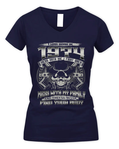 1974 HH89-K2 – Protective Family Quote T-Shirt - Women's V-Neck T-Shirt - Navy
