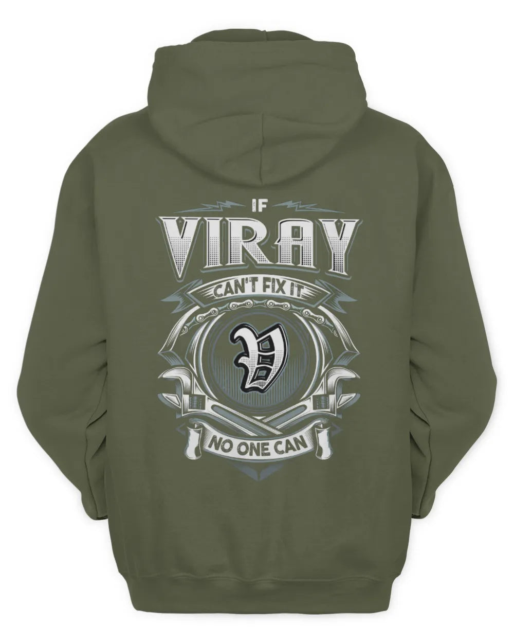 VIRAY AP81-K4-626 - Personalized Ahmed Quote Apparel “If Ahmed Can't Fix It, No One Can” - Unisex Hoodie - Military Green