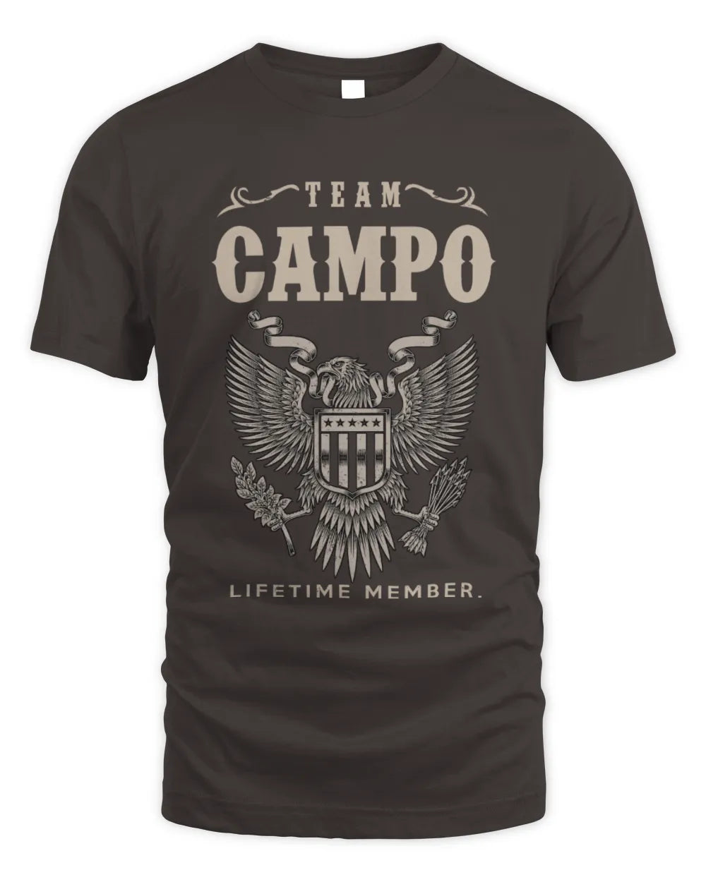 CAMPO TP06-K82 – Personalized Classic Style Apparel “Team NAME Lifetime Member” - Unisex Standard T-Shirt - Dark Chocolate