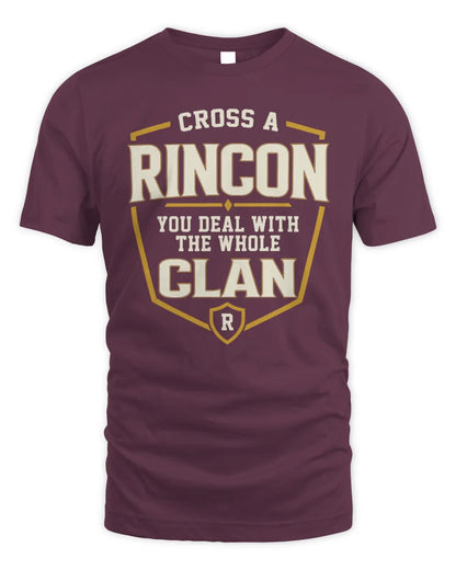 RINCON NT1-K008 Cross A/An NAME, You Deal With the Whole Clan | Personalized Vintage T-Shirt - Unisex Standard T-Shirt - Maroon