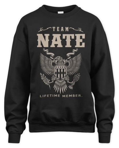 NATE TP06-K82 – Personalized Classic Style Apparel “Team NAME Lifetime Member” - Unisex Sweatshirt - Black