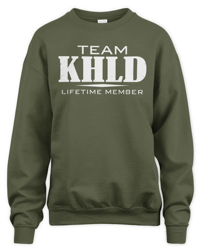KHLD BL62-K4-128 - Personalized “Team NAME Lifetime Member” - Unisex Sweatshirt - Military Green